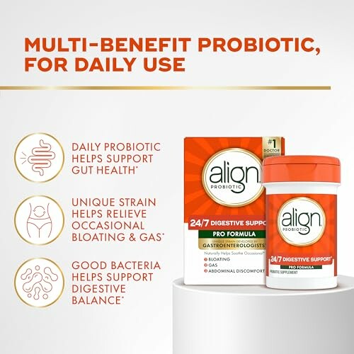 Align Probiotic packaging with benefits for daily gut health support.