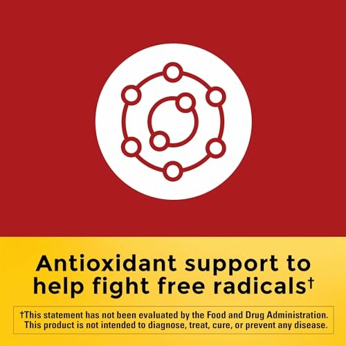 Graphic depicting antioxidant support against free radicals with disclaimer.