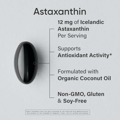 Astaxanthin supplement details with benefits and ingredients.