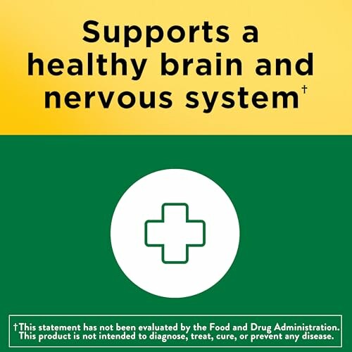Label stating support for healthy brain and nervous system with medical symbol.