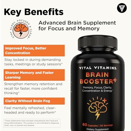 Brain Booster supplement benefits for focus and memory.