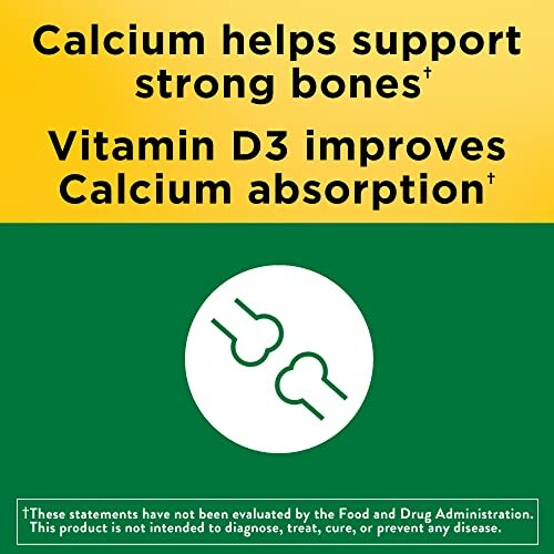 Calcium supports strong bones; Vitamin D3 improves calcium absorption.