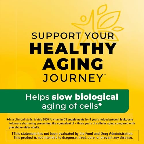Support your healthy aging journey with vitamin D3 supplement.