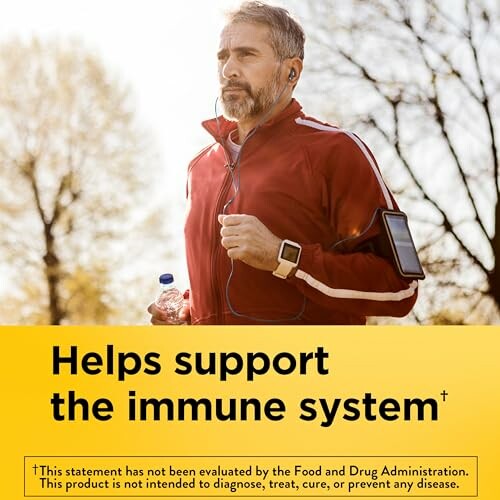 Man jogging with text about immune system support.
