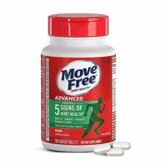Move Free Advanced Joint Health supplement bottle with tablets.