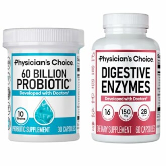 Physician's Choice probiotic and digestive enzyme supplements.