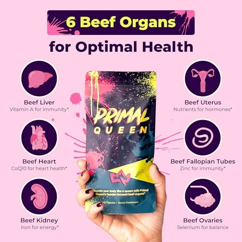 Primal Queen supplement with 6 beef organs for health