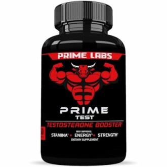 Bottle of Prime Labs Prime Test testosterone booster supplement.