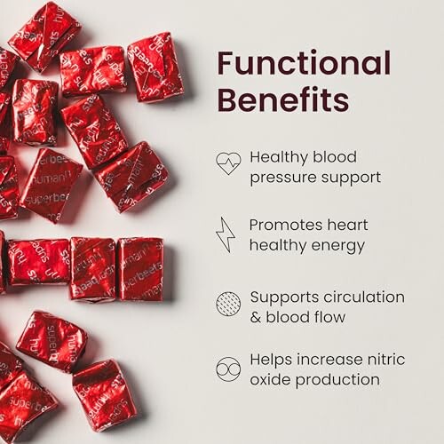 Superbeets packets with functional benefits list.