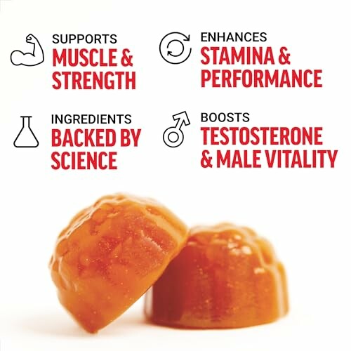 Gummies with benefits for muscle, stamina, science-backed ingredients, testosterone boost.