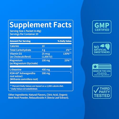 Supplement facts label with certifications and ingredients.