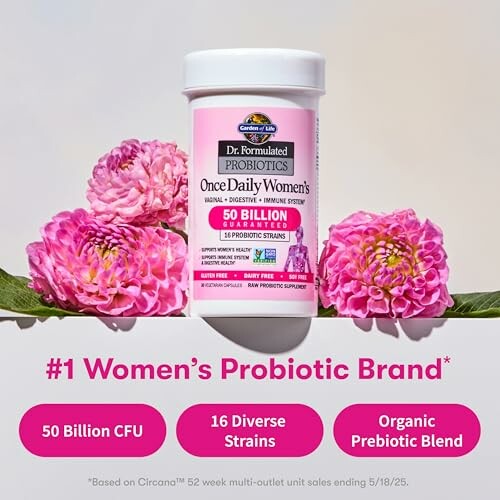 Probiotic supplement for women with 50 billion CFU and 16 strains.